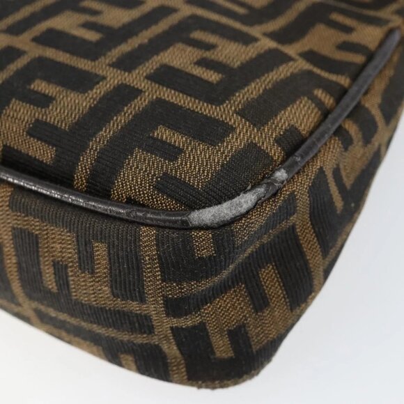 FENDI Zucca Canvas Shoulder Bag Black Brown Auth 146505 - Picture 5 of 16